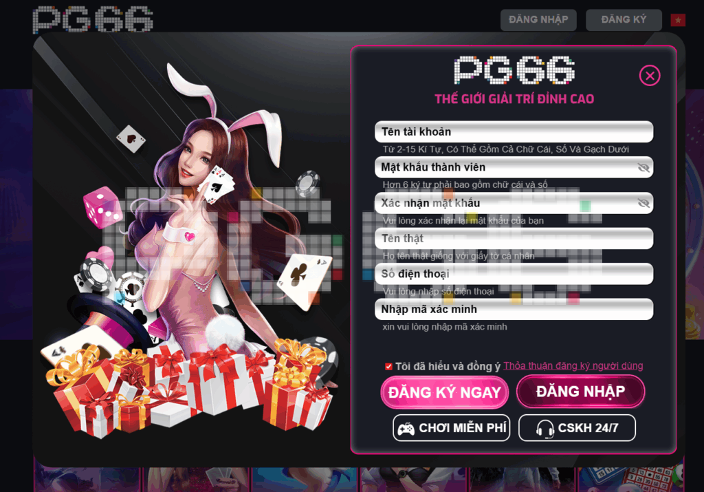 Hướng dẫn chi tiết cách đăng ký PG66 dành cho NEWBIE